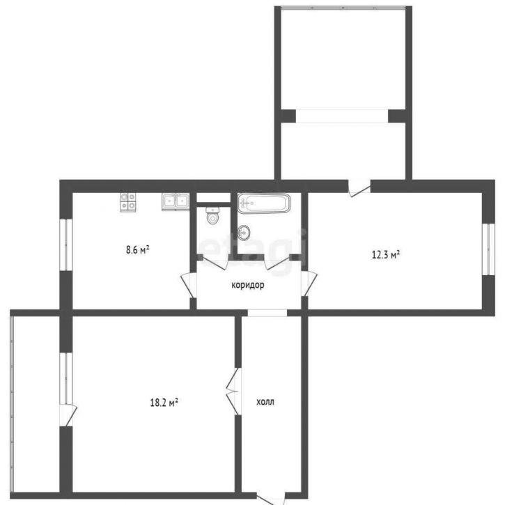 2-комн квартира Береговая улица