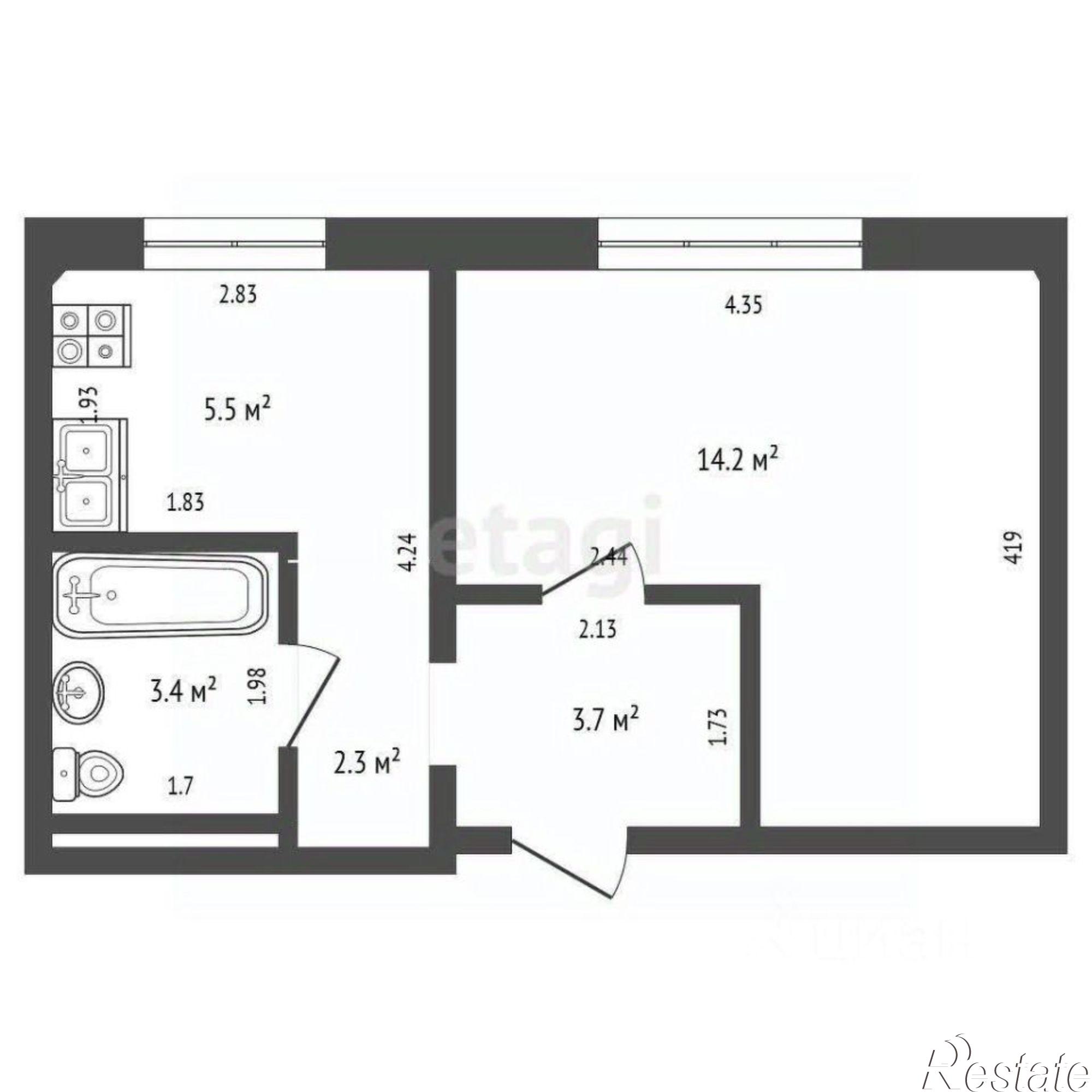 Купить квартиру за 1 785 600 рублей на ул Мира, 1А