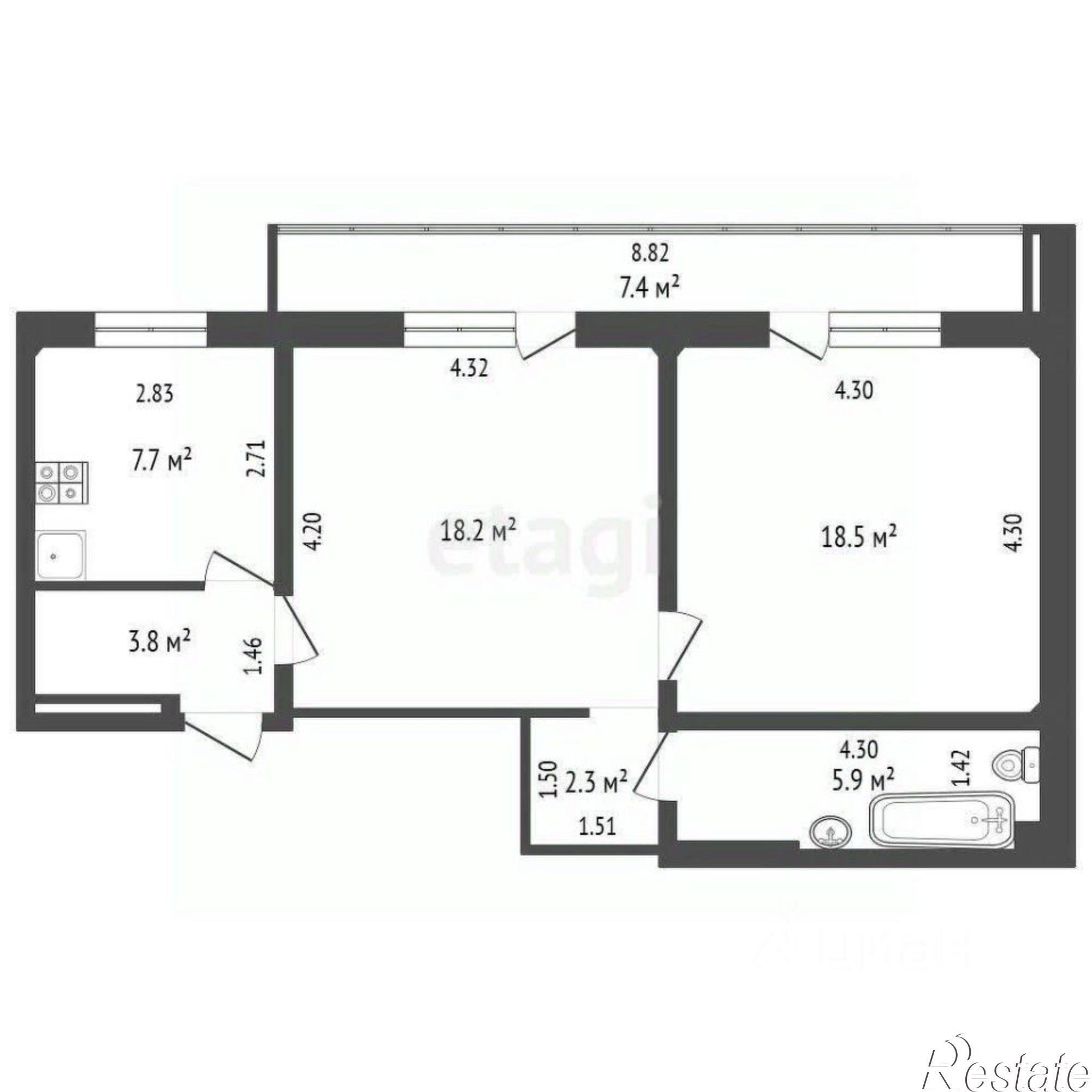 Купить квартиру за 2 598 000 рублей на ул Мира, 1А