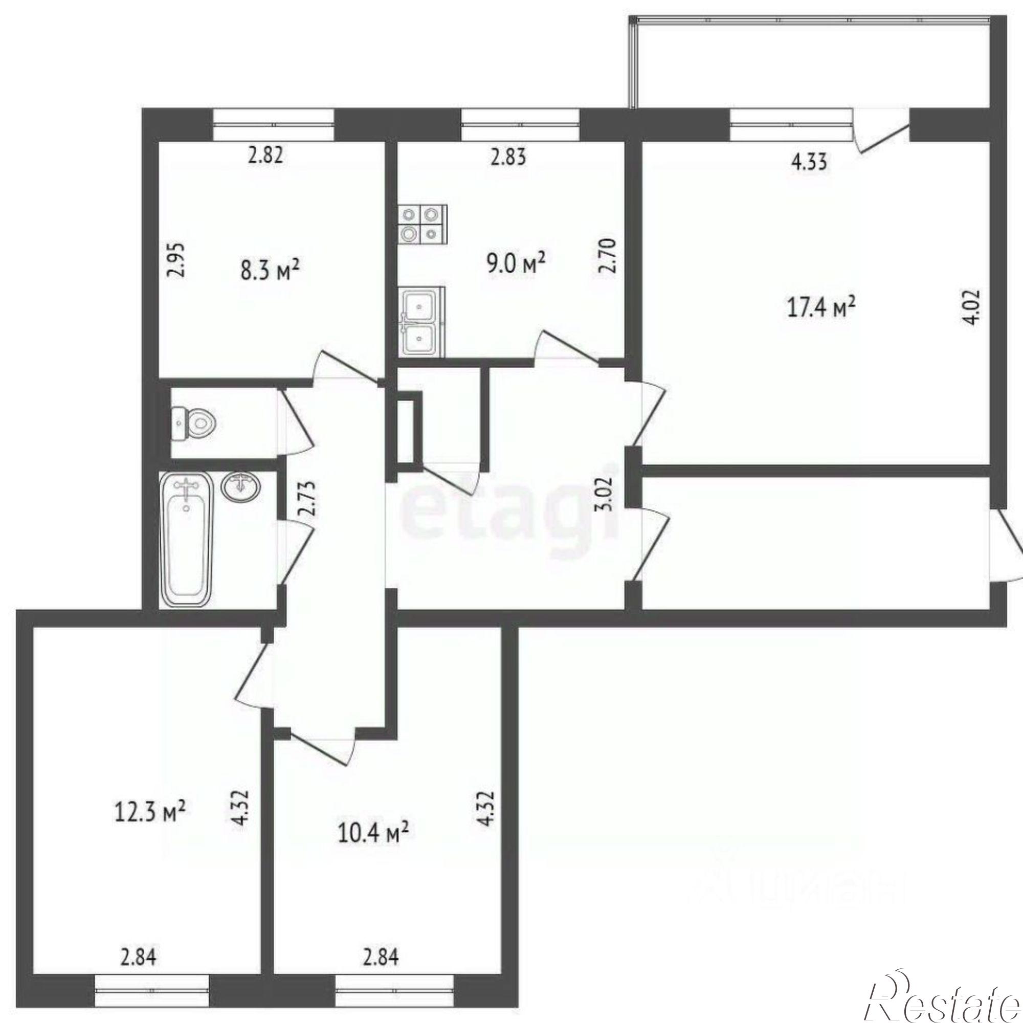 Купить квартиру за 7 600 000 рублей на Комсомольская улица, 19В