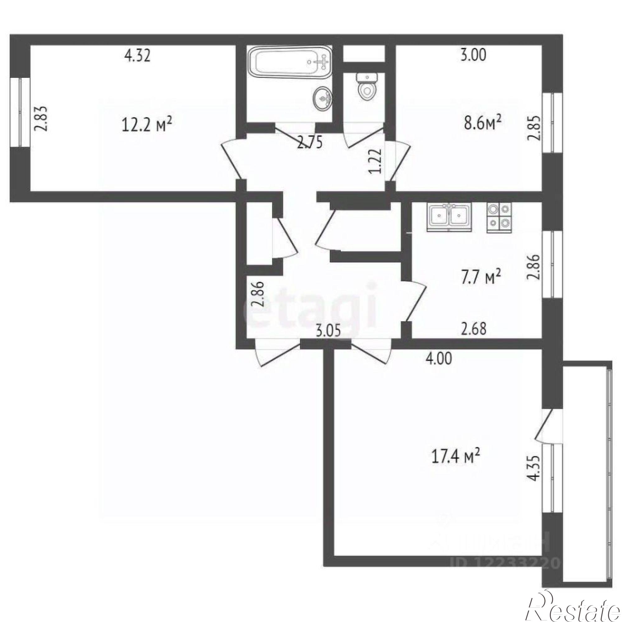 Купить квартиру за 4 825 000 рублей на улица Трубников, 38А
