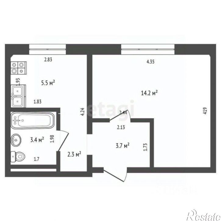 1-комн квартира ул Мира, 1А,  д. 1А