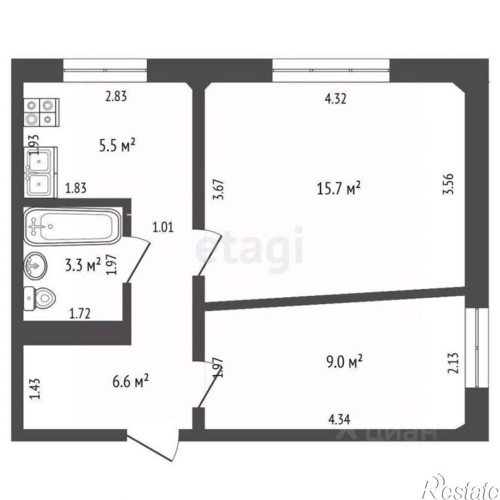 2-комн квартира ул Мира, 1А,  д. 1А