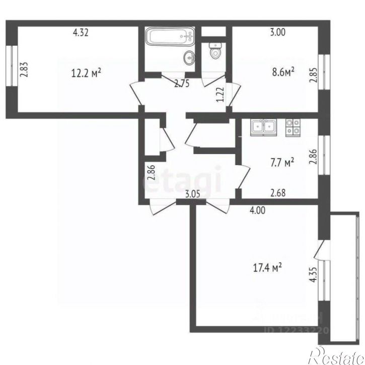 3-комн квартира улица Трубников, 38А,  д. 38А