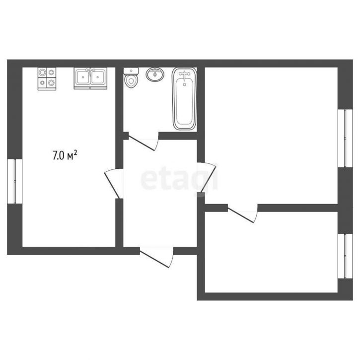 2-комн квартира улица Папанинцев