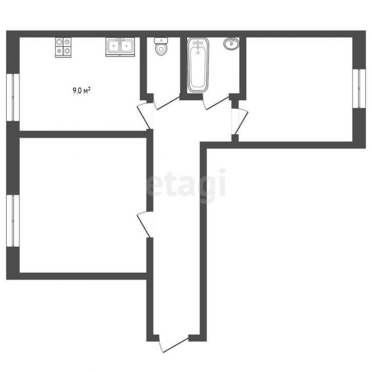 2-комн квартира Береговая улица