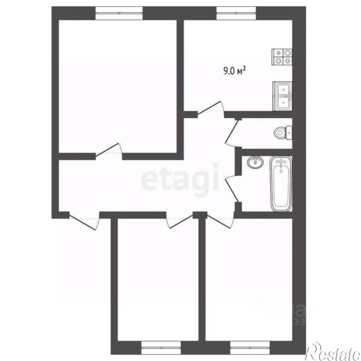 3-комн квартира ул Чкалова, 44А,  д. 44А