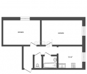 2-комн, 45.4кв м, этаж 1/5 Советская улица