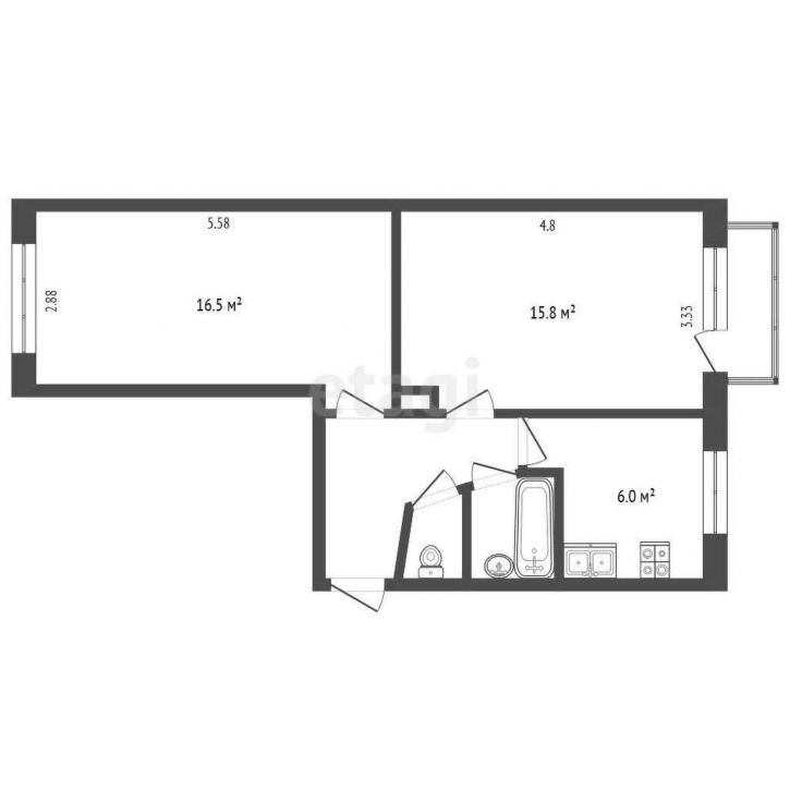 2-комн квартира улица 50 лет СССР