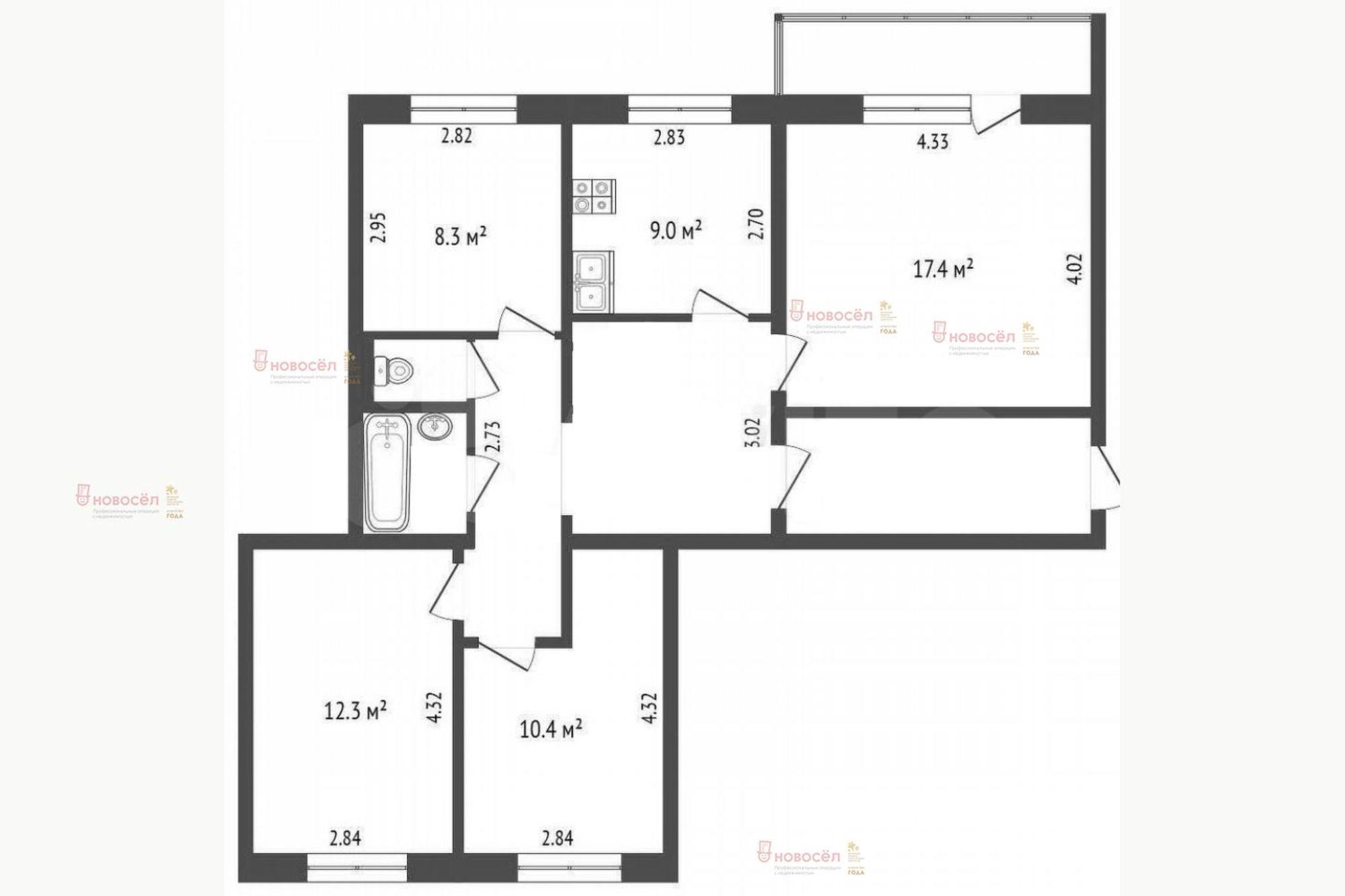 Купить квартиру за 6 000 000 рублей на Космонавтов 3/а