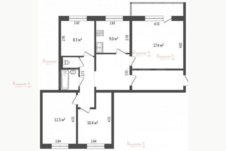 4-комн квартира Космонавтов 3/а