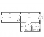 2-комн, 43кв м, этаж 2/5 улица Трубников
