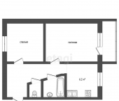 2-комн, 45.3кв м, этаж 2/5 улица Сакко и Ванцетти