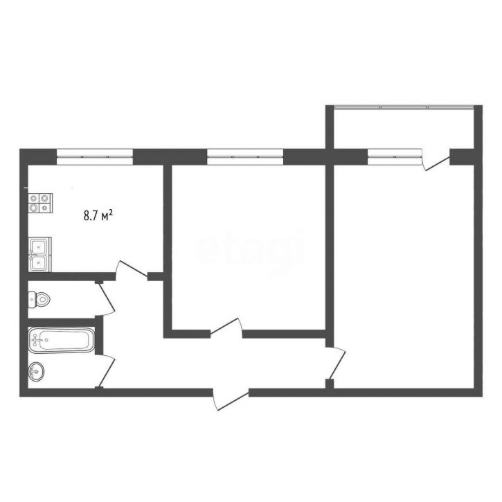2-комн квартира улица Трубников