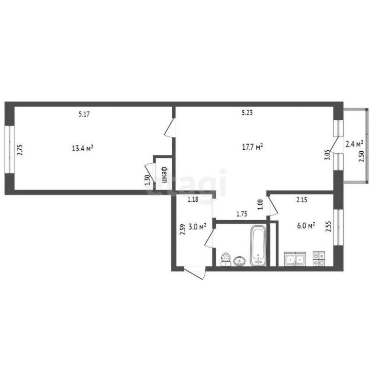 2-комн квартира улица Трубников