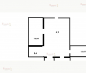 2-комн, 52.3кв м, этаж 1/5 Ленина 17
