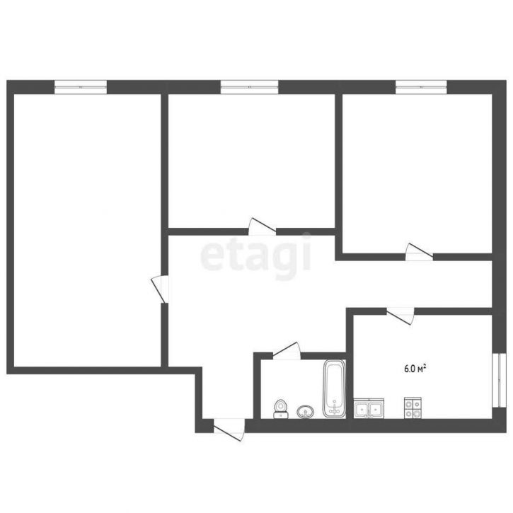 3-комн квартира улица Чкалова