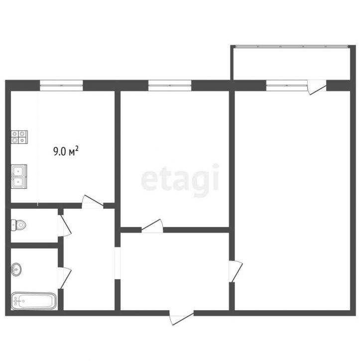 2-комн квартира Береговая улица