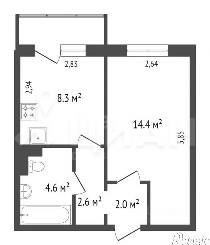 1-комн квартира улица Вайнера, 41А,  д. 41А